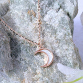 Half Moon Rose Gold Silver Necklace with Link Chain Made with Premium 925 Sterling Silver