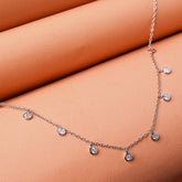 Silver charm zirconia necklace with link chain Made Using Premium 925 Sterling Silver