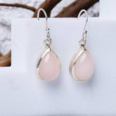 Rose Quartz Silver Earring Made Using Premium 925 Sterling Silver