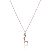 Reindeer’s Rose Gold Silver Necklace with Link Chain Made Using Premium 925 Sterling Silver