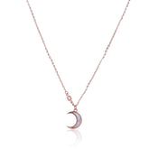 Half Moon Rose Gold Silver Necklace with Link Chain Made with Premium 925 Sterling Silver