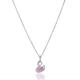 Pink Zirconia Swan Silver Necklace Made Using Premium 925 Sterling Silver