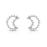 Half - Moon glory Silver Stud Earrings
