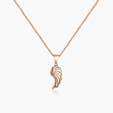 Feathered Rose Gold Pendant with Linked Chain