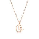 Moon Owl Rose Gold Pendant with Linked Chain