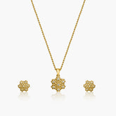 Golden Blossom Pendant with Earrings