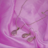 Silver Gracious Pink Pendant Set with link Chain