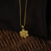 Golden Blossom Pendant with Link Chain