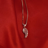 Feathered Rose Gold Pendant with Linked Chain