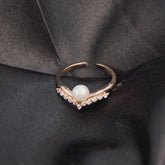 Rose Gold Pearl Crown Ring