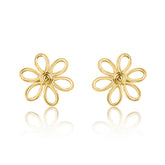 Gold Daisy Flower Stud Earrings