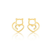 Minimalist Gold Cat Face Stud Earrings