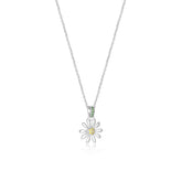 Silver Daisy Flower Pendant Necklace