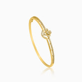 Gold-Plated Floral Crystal Bangle