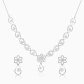 Silver Floral Swirl Necklace Set