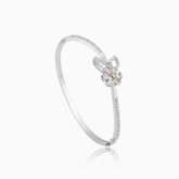 Blush Petal Silver Floral Bracelet