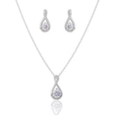 Teardrop Zirconia Silver Necklace Jewelry Set Made Using Premium 925 Sterling Silver