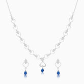 Linked Silver Hearts Drop Necklace Set