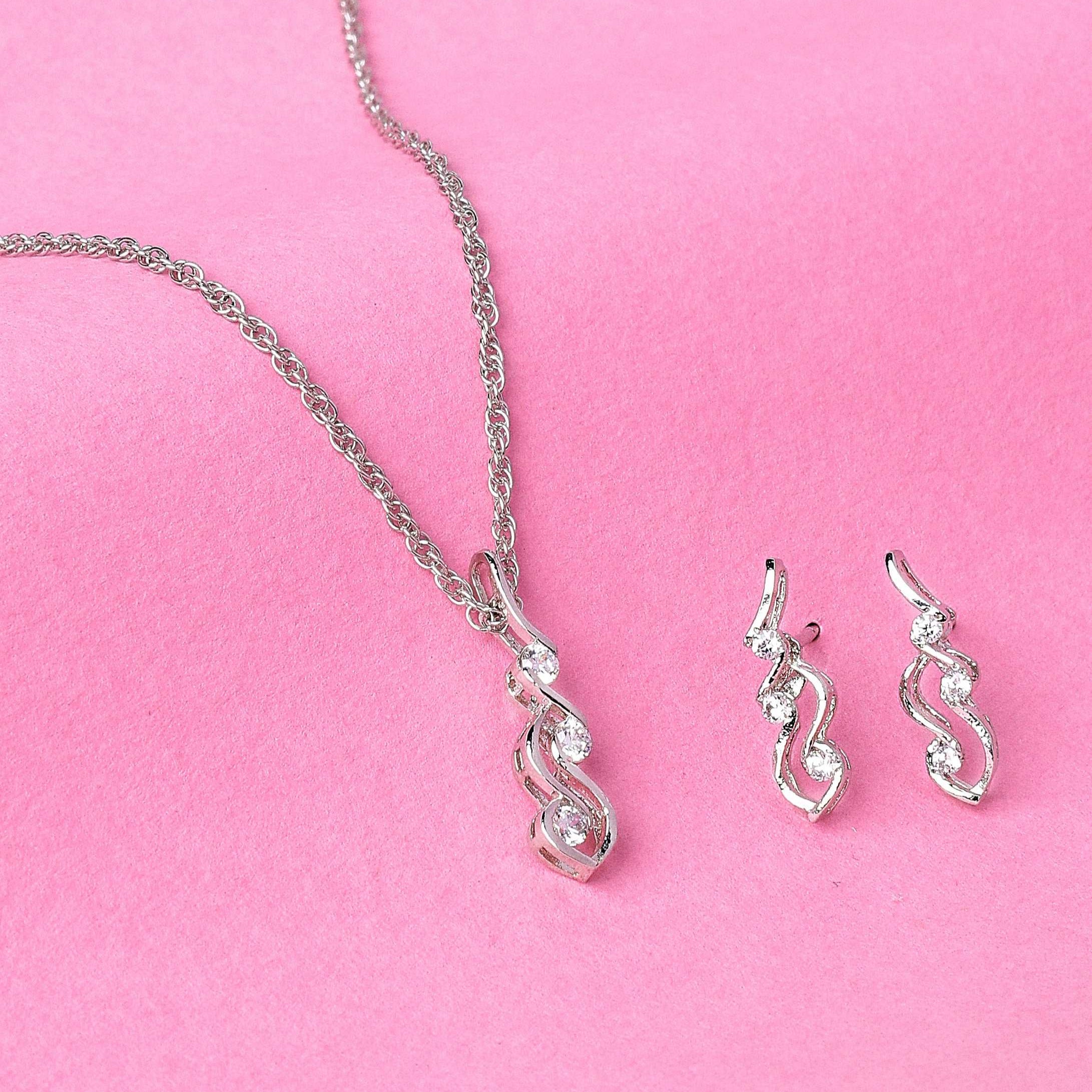 Dazzling Zirconia Set with Link Chain Made Using Premium 925 Sterling Silver