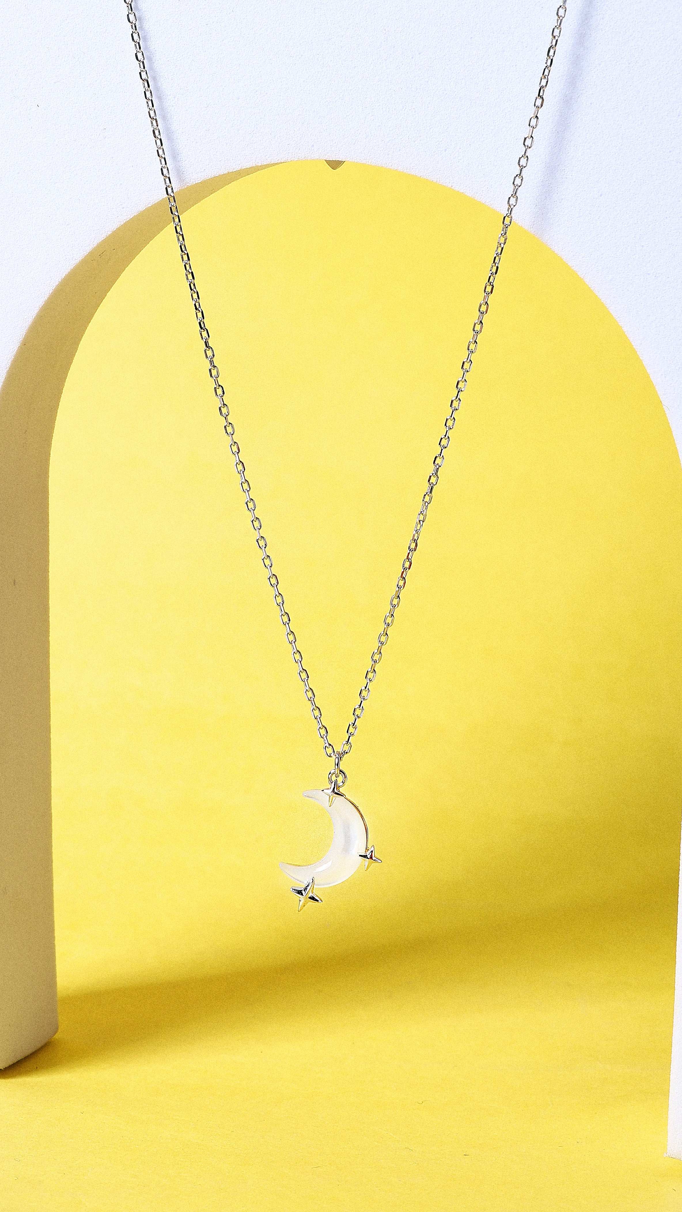 Magical Moon Night Pedant with Link Chain Made Using Premium 925 Sterling Silver