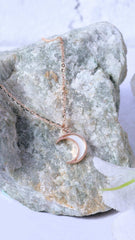 Half Moon Rose Gold Silver Necklace with Link Chain Made with Premium 925 Sterling Silver