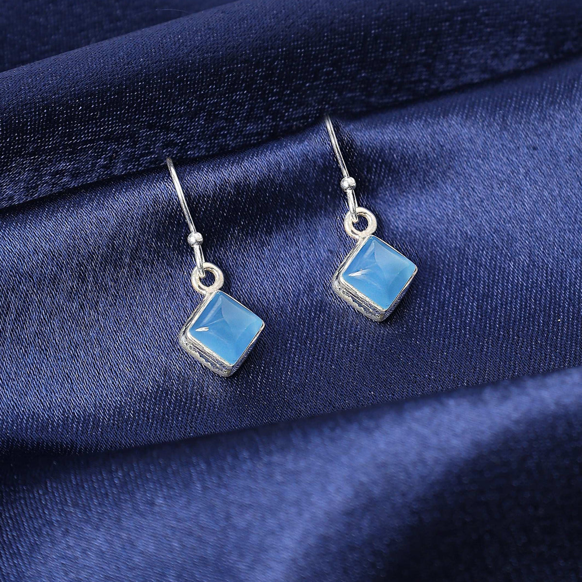 Silver Aqua Blue Gemstone Earring   Made Using Premium 925 Sterling Silver