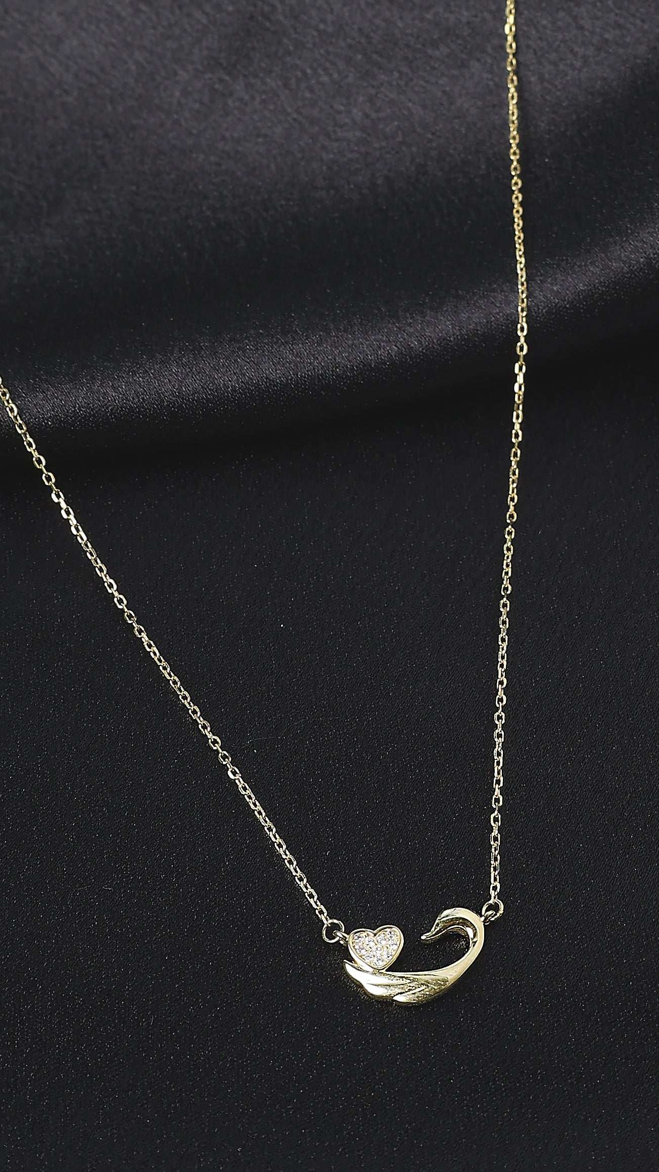 Tidal Love Yellow Gold Necklace with Link Chain  Made Using Premium 925 Sterling Silver