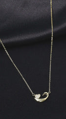 Tidal Love Yellow Gold Necklace with Link Chain  Made Using Premium 925 Sterling Silver