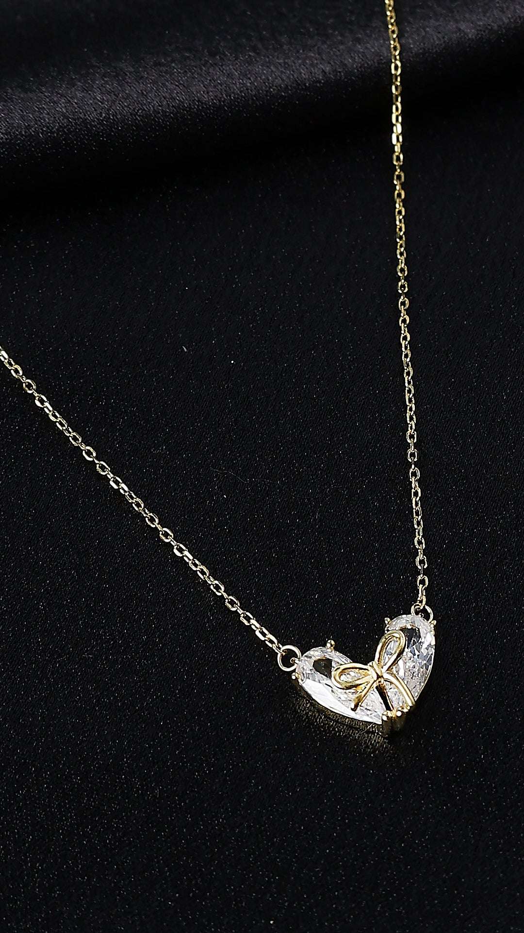 Lover’s Knot Silvery Gold Necklace with Link Chain  Made Using Premium 925 Sterling Silver