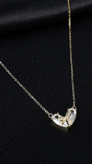 Lover’s Knot Silvery Gold Necklace with Link Chain  Made Using Premium 925 Sterling Silver