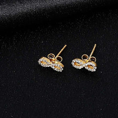 Golden Infinity Zirconia Studs Made Using Premium 925 Sterling Silver