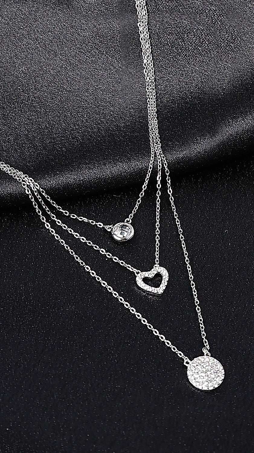 Toned 3- Layered Sliver Necklace With Link Chain  Made Using Premium 925 Sterling Silver