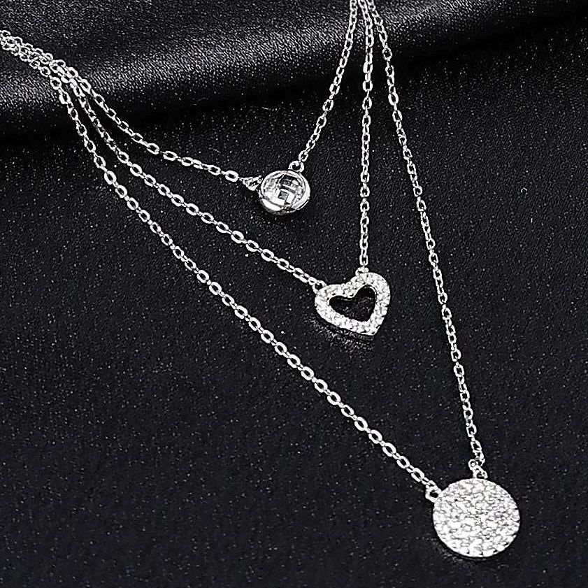 Toned 3- Layered Sliver Necklace With Link Chain  Made Using Premium 925 Sterling Silver