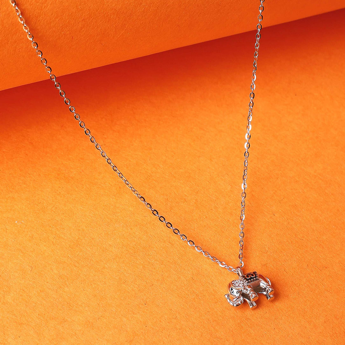 Silver Baby Elephant Necklace with Link Chain   Made Using Premium 925 Sterling Silver