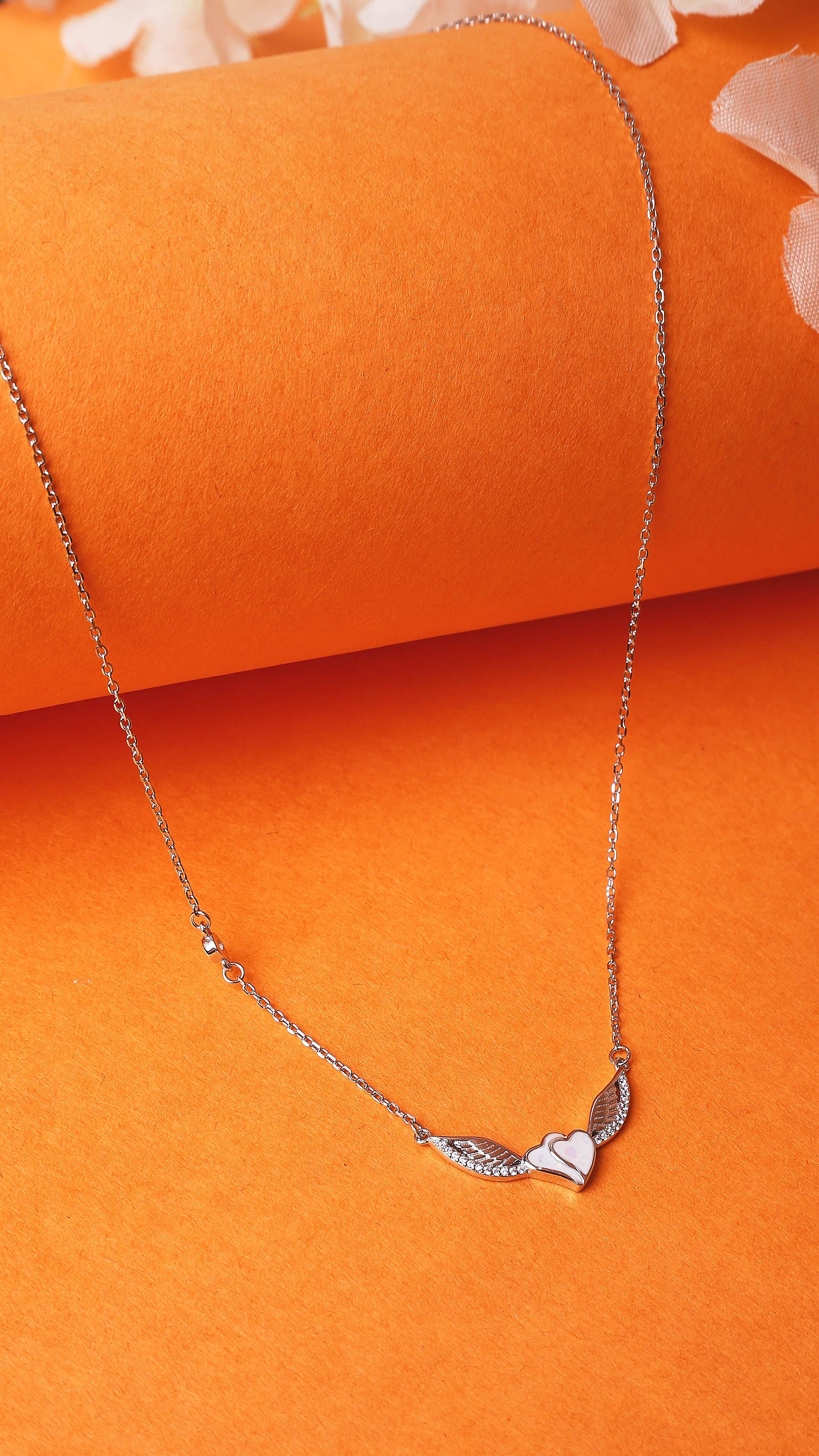 Flying Heart Silver Necklace Made with Premium 925 Sterling Silver