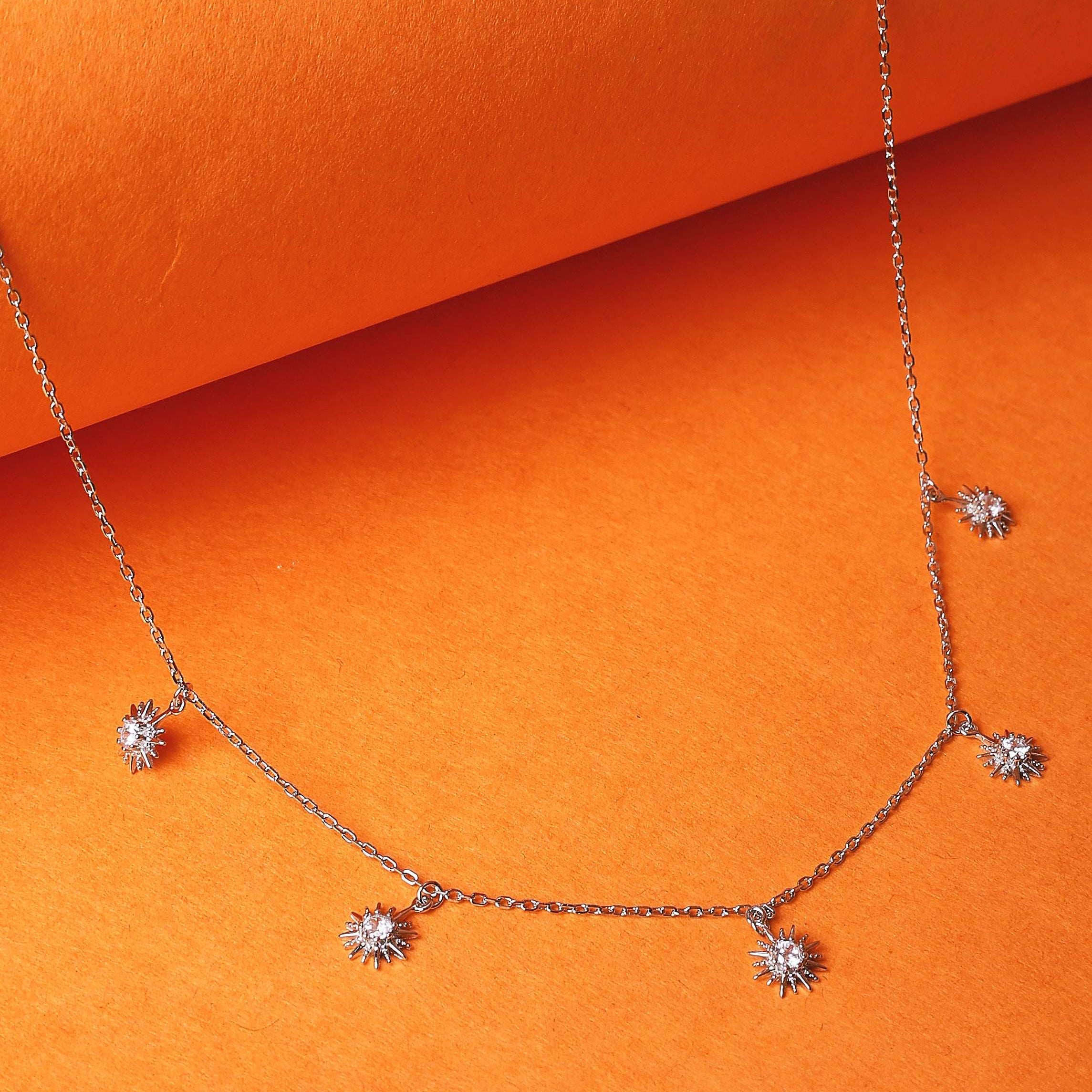 925 Silver Necklace Sun Line Pendant with Link Chain – Silvanza