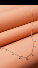 Silver charm zirconia necklace with link chain  Made Using Premium 925 Sterling Silver