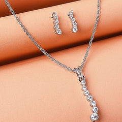 Dimond Drop Sliver Necklace Jewelry Set   Made Using Premium 925 Sterling Silver
