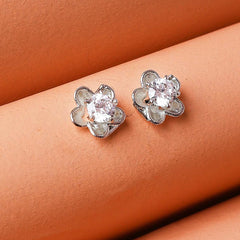 Luminous Silver Flower Studs  Made Using Premium 925 Sterling Silver