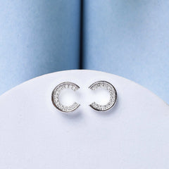 Silver Arc Zirconia Studs   Made Using Premium 925 Sterling Silver
