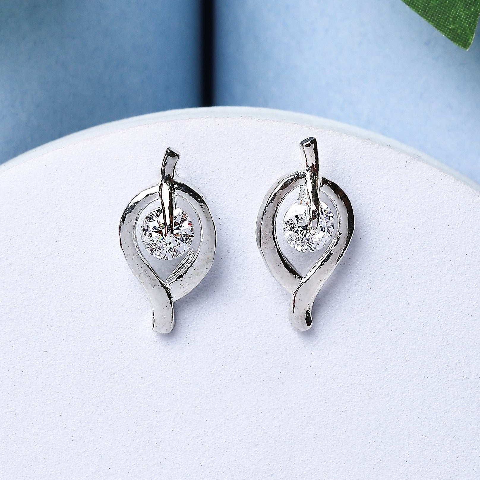 Silver Leaf Dazzle Studs   Made Using Premium 925 Sterling Silver