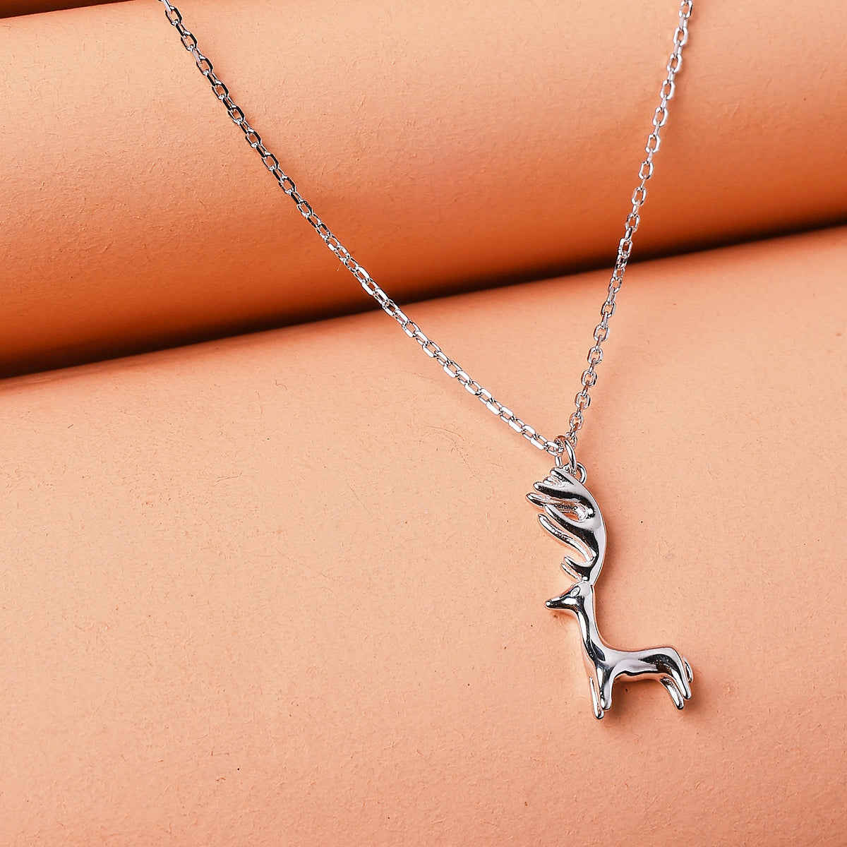 Silver Deer Necklace with Link Chain  Made Using Premium 925 Sterling Silver