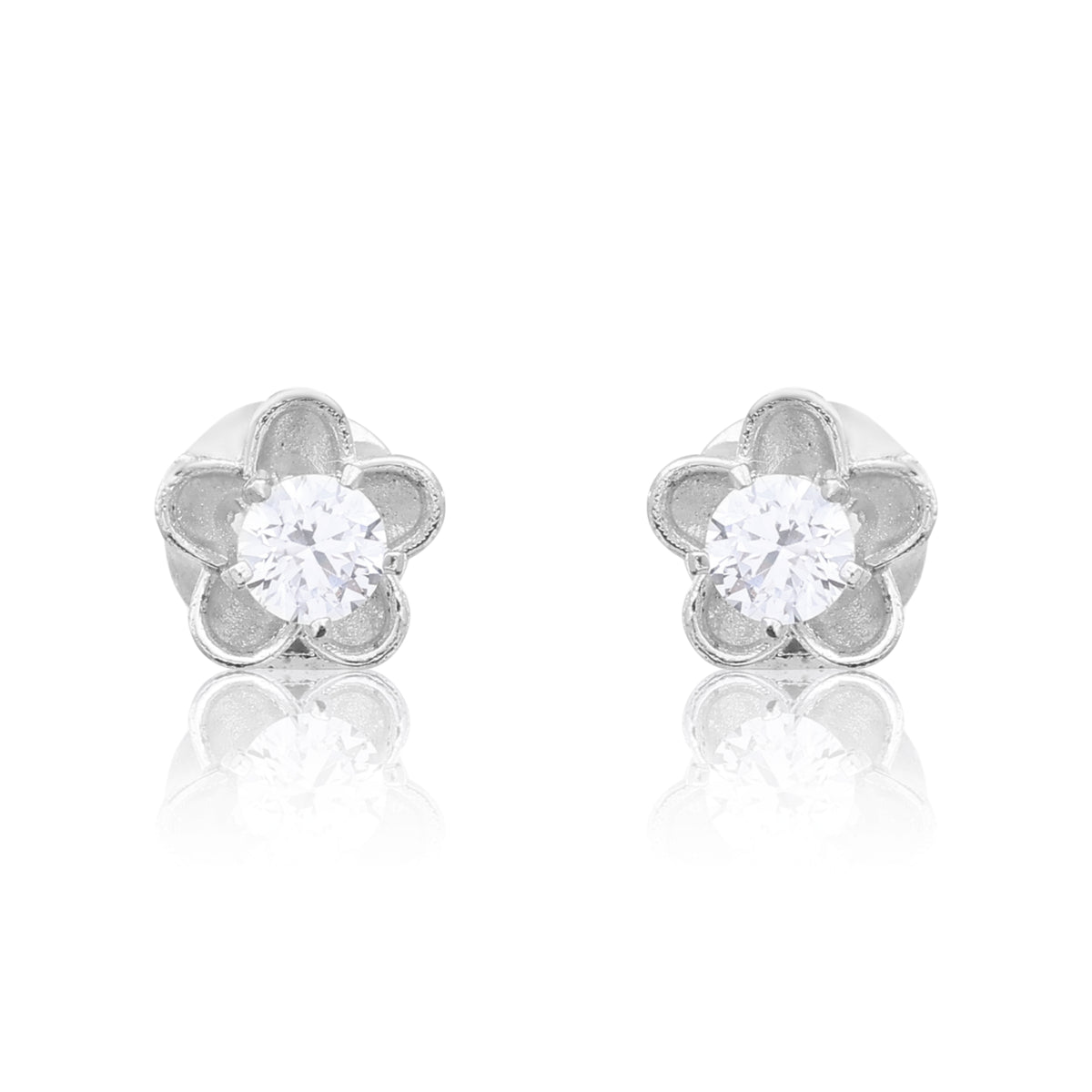 Luminous Silver Flower Studs  Made Using Premium 925 Sterling Silver