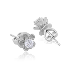 Luminous Silver Flower Studs  Made Using Premium 925 Sterling Silver