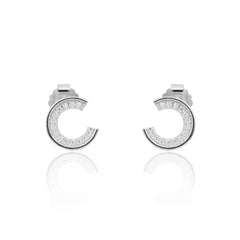 Silver Arc Zirconia Studs   Made Using Premium 925 Sterling Silver