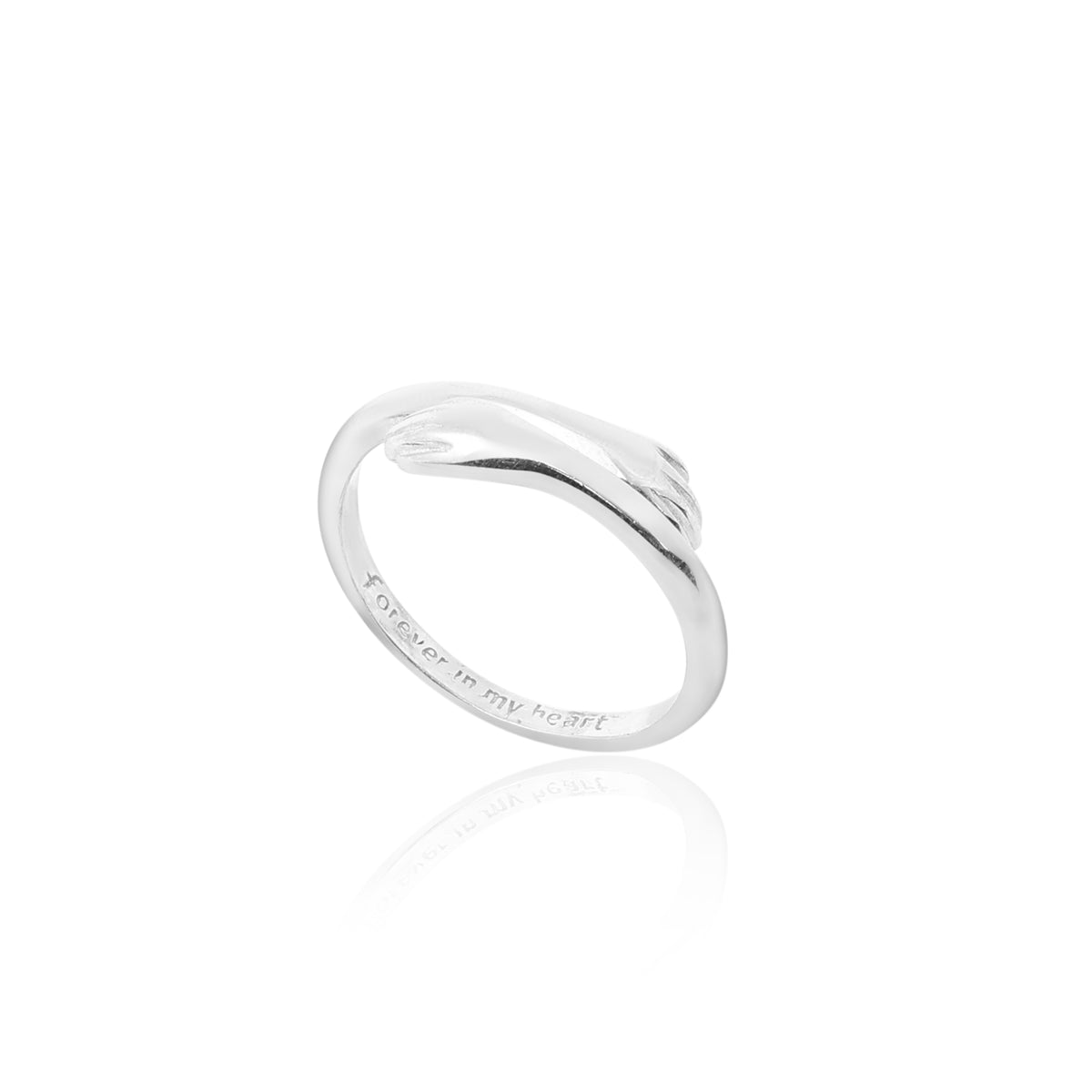 Forever in My Heart Silver Hug Adjustable Ring   Made Using Premium 925 Sterling Silver