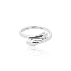 Forever in My Heart Silver Hug Adjustable Ring   Made Using Premium 925 Sterling Silver