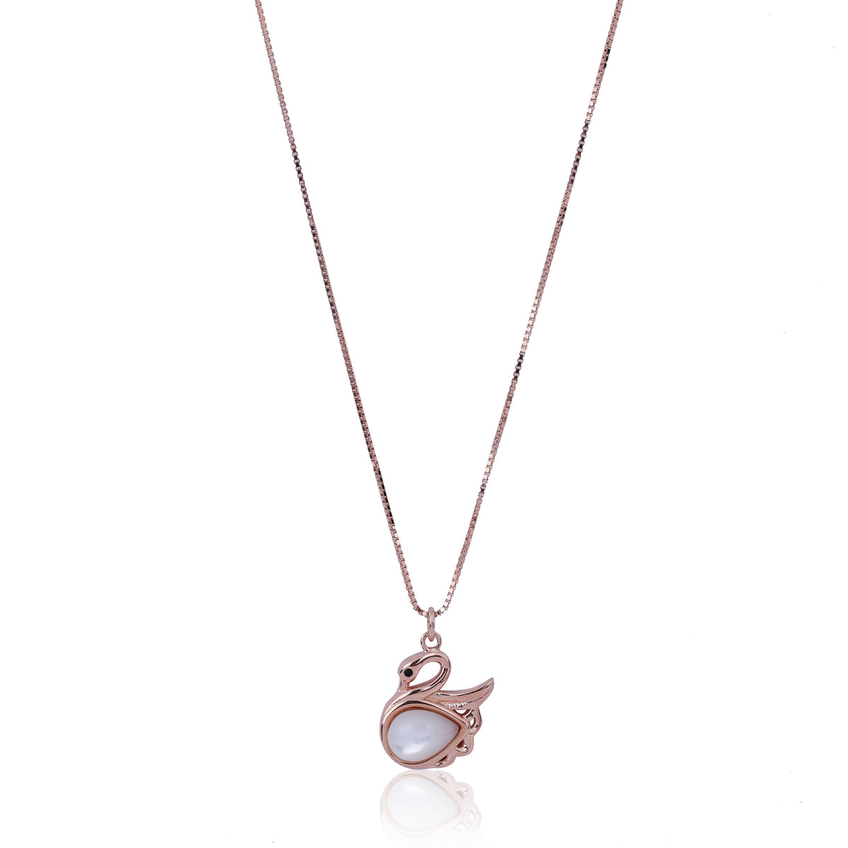 Swan’s Grace Rose Gold Silver Necklace with Link Chain  Made Using Premium 925 Sterling Silver