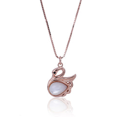Swan’s Grace Rose Gold Silver Necklace with Link Chain  Made Using Premium 925 Sterling Silver