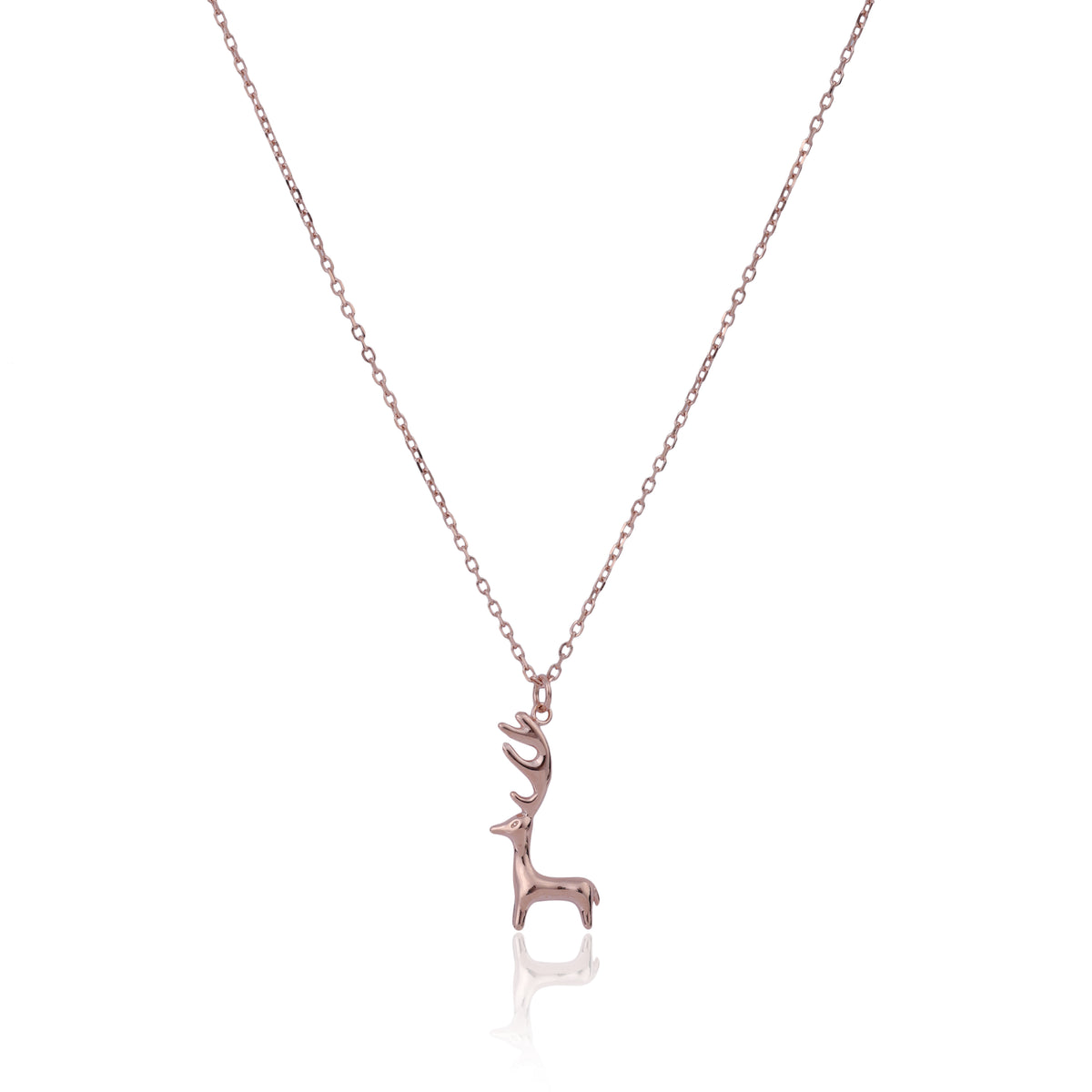 Reindeer’s Rose Gold Silver Necklace with Link Chain  Made Using Premium 925 Sterling Silver